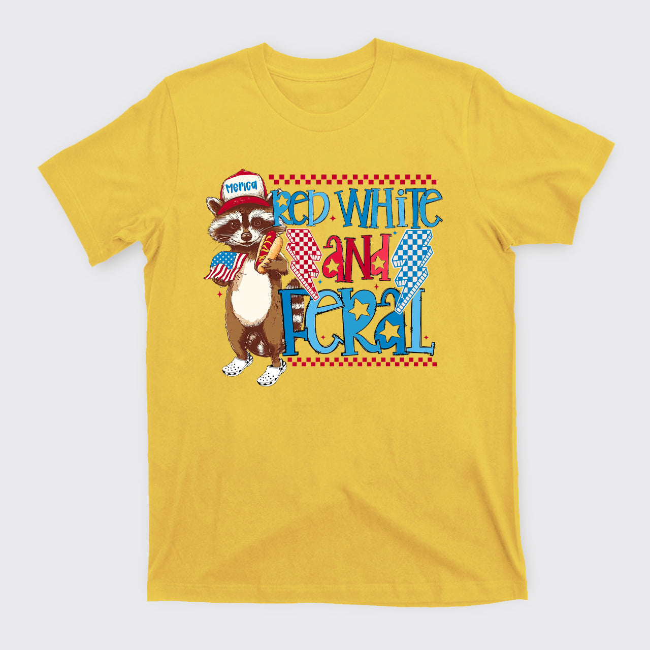 Funny USA-Red White And Feral T-Shirts