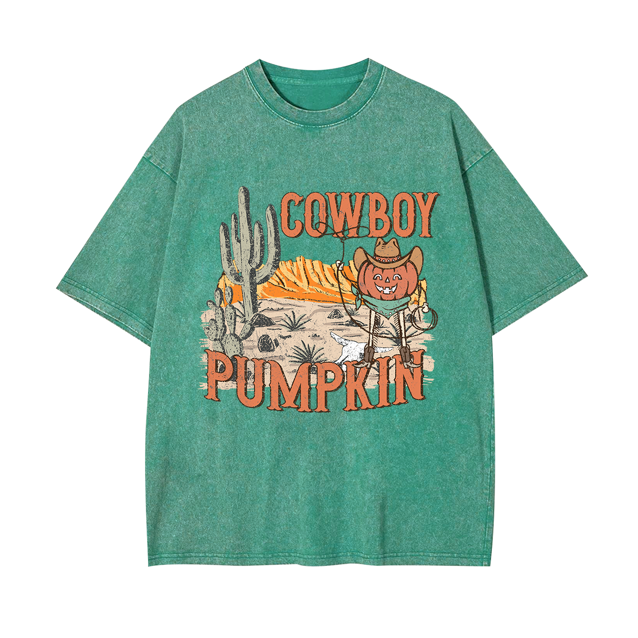 Halloween Cowboy Ghost Pumpkin Cowboy Garment-dye Tees
