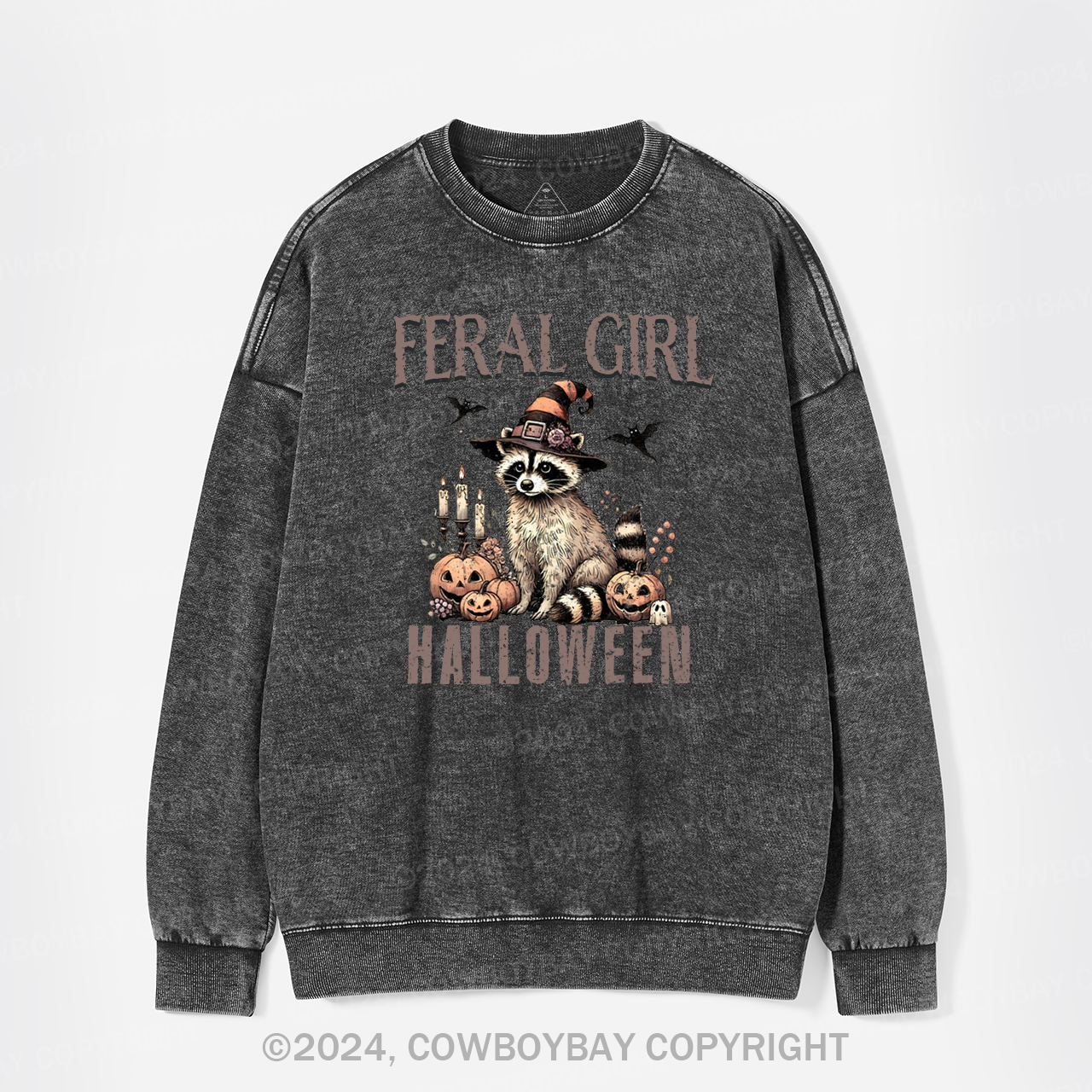 Feral Raccoon Halloween Washed Sweatshirts