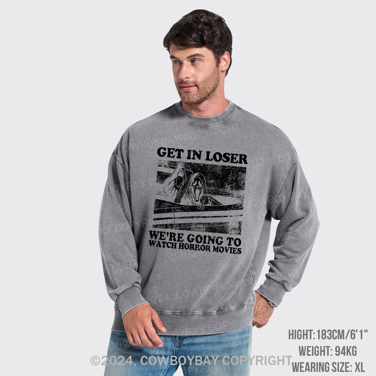 Get In Loser Halloween  Washed Sweatshirts
