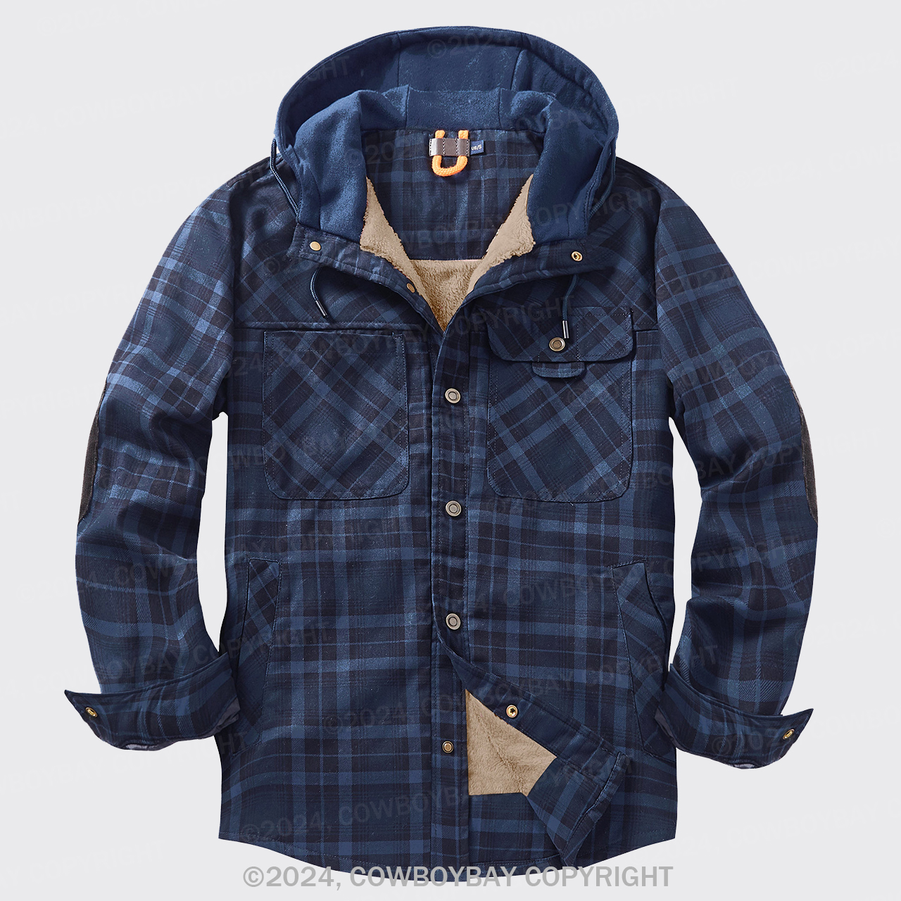 Dark Blue Warm Hooded Cotton Jacket