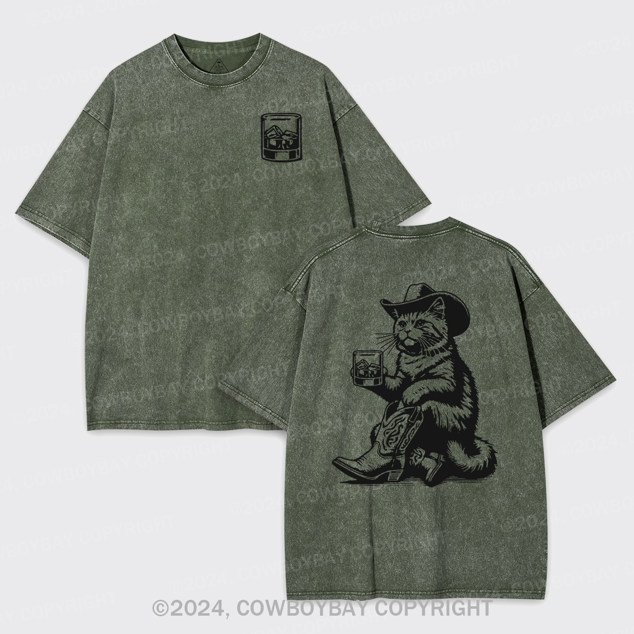 Whiskey Cowboy Cat Garment-dye Tees
