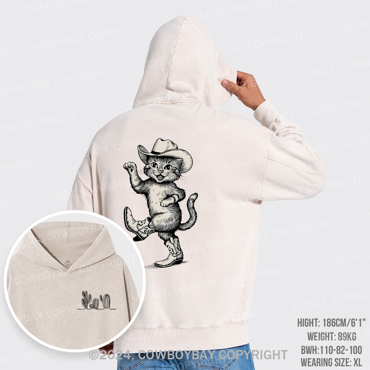 Dancing Cowboy Cat Garment-Dye Hoodies