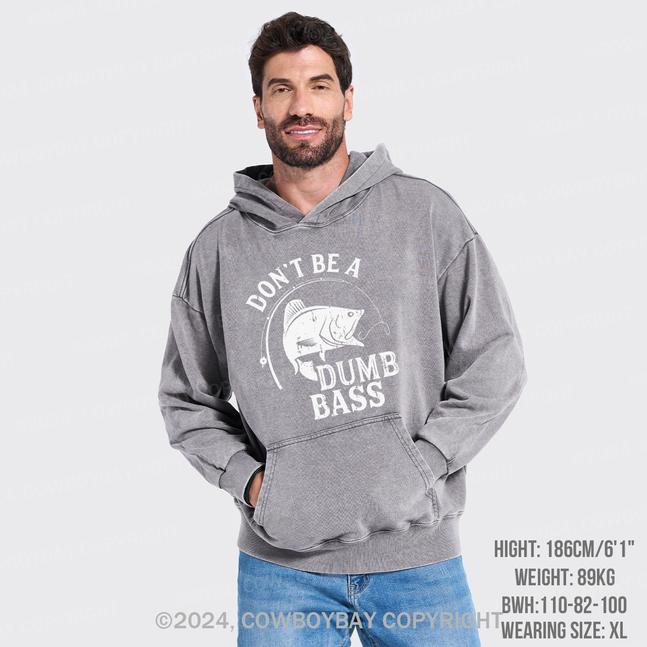 Punny Gag Meme Fisherman Loose Fit Garment-Dye Hoodies