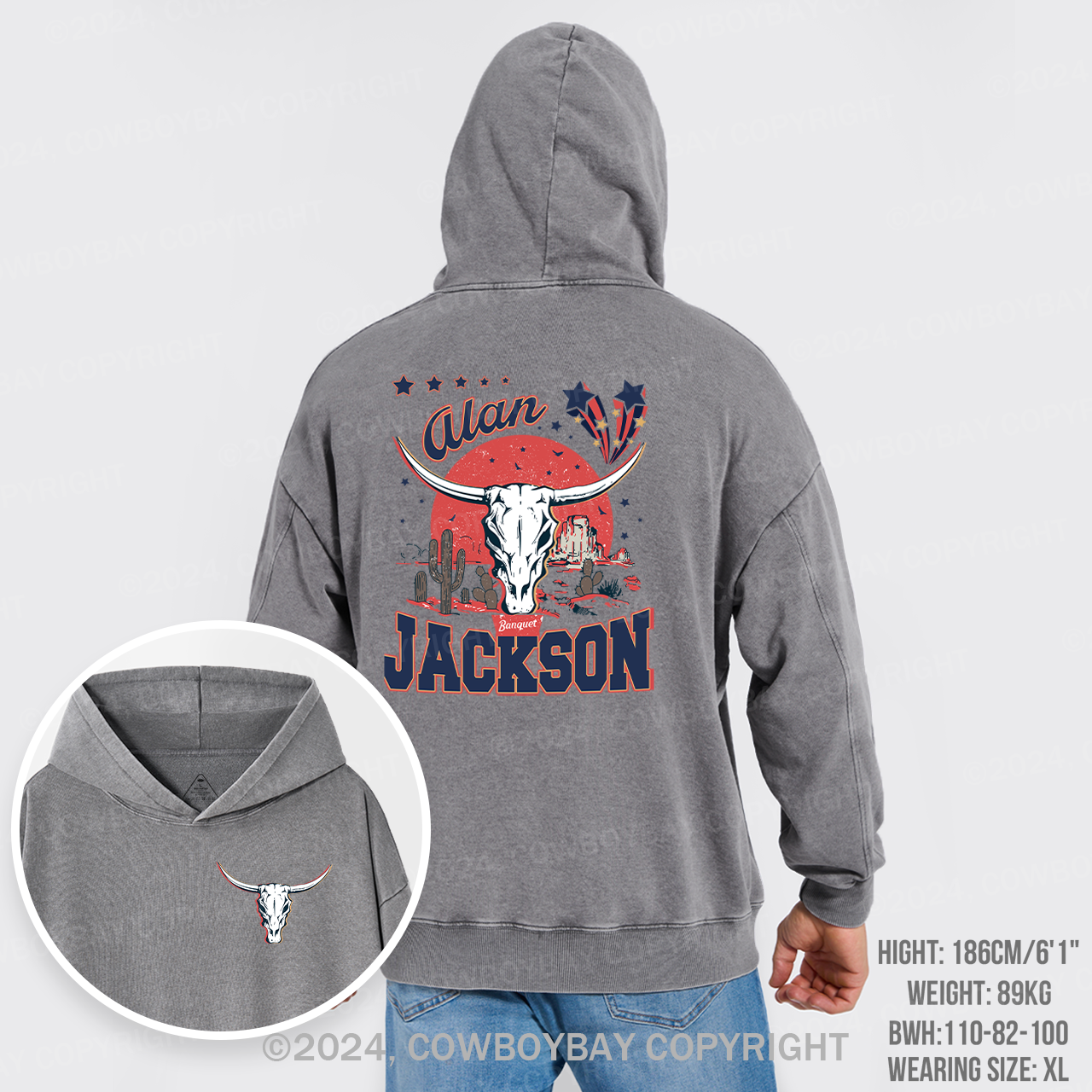 Alan Jackson Bullhead Garment-Dye Hoodies