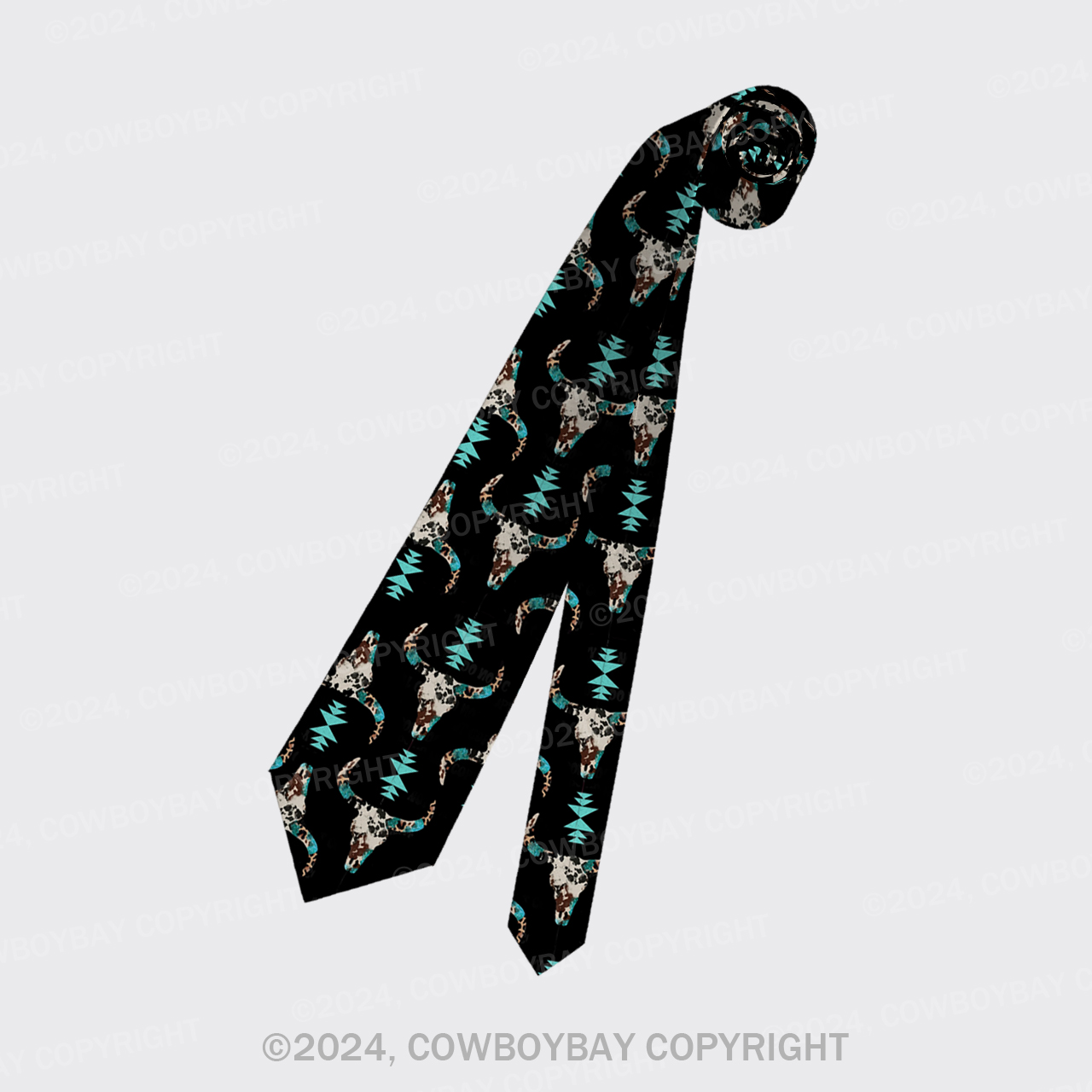 Western Turquoise Silk Necktie