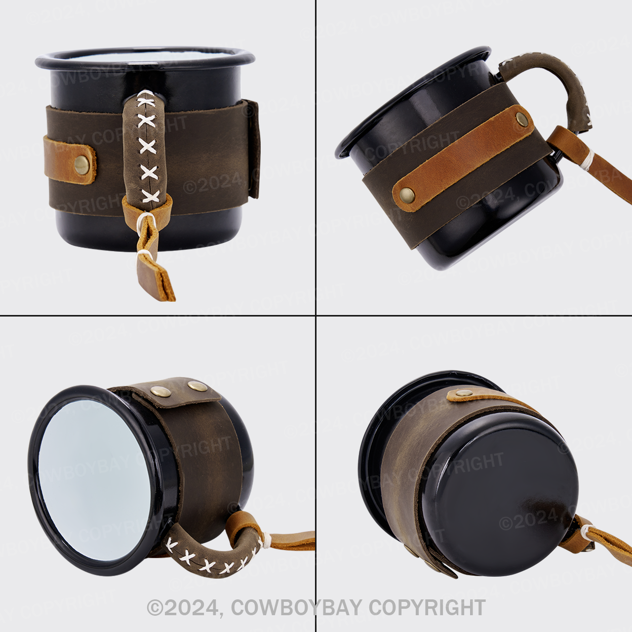 Custom Leather Vintage Mug Enamel Cup