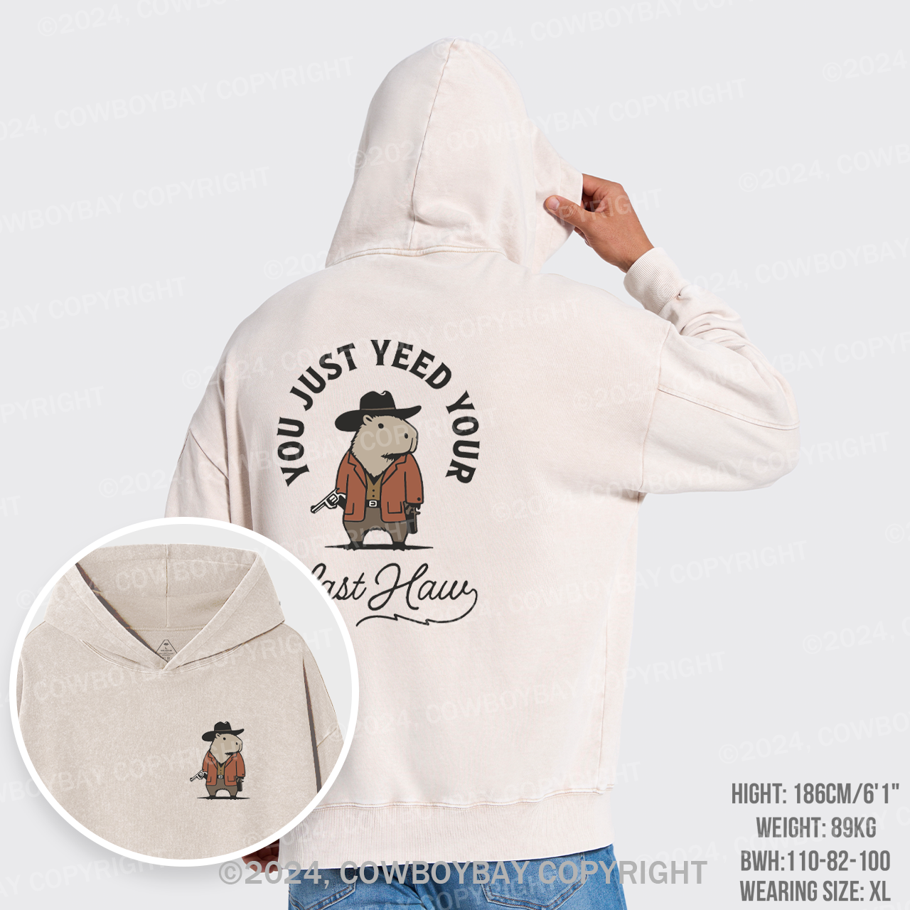 Funny Capybara Cowboy Garment-Dye Hoodies