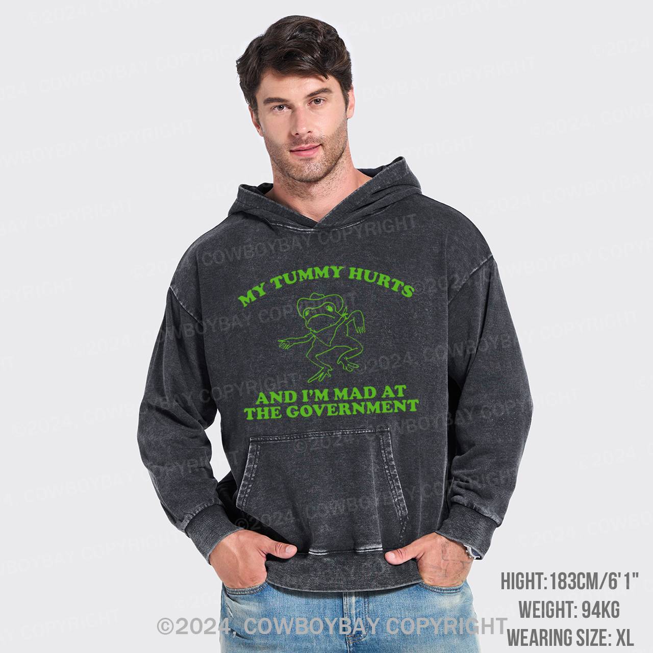 My Tummy Hurts And I'm Mad At The Governmen Garment-Dye Hoodies