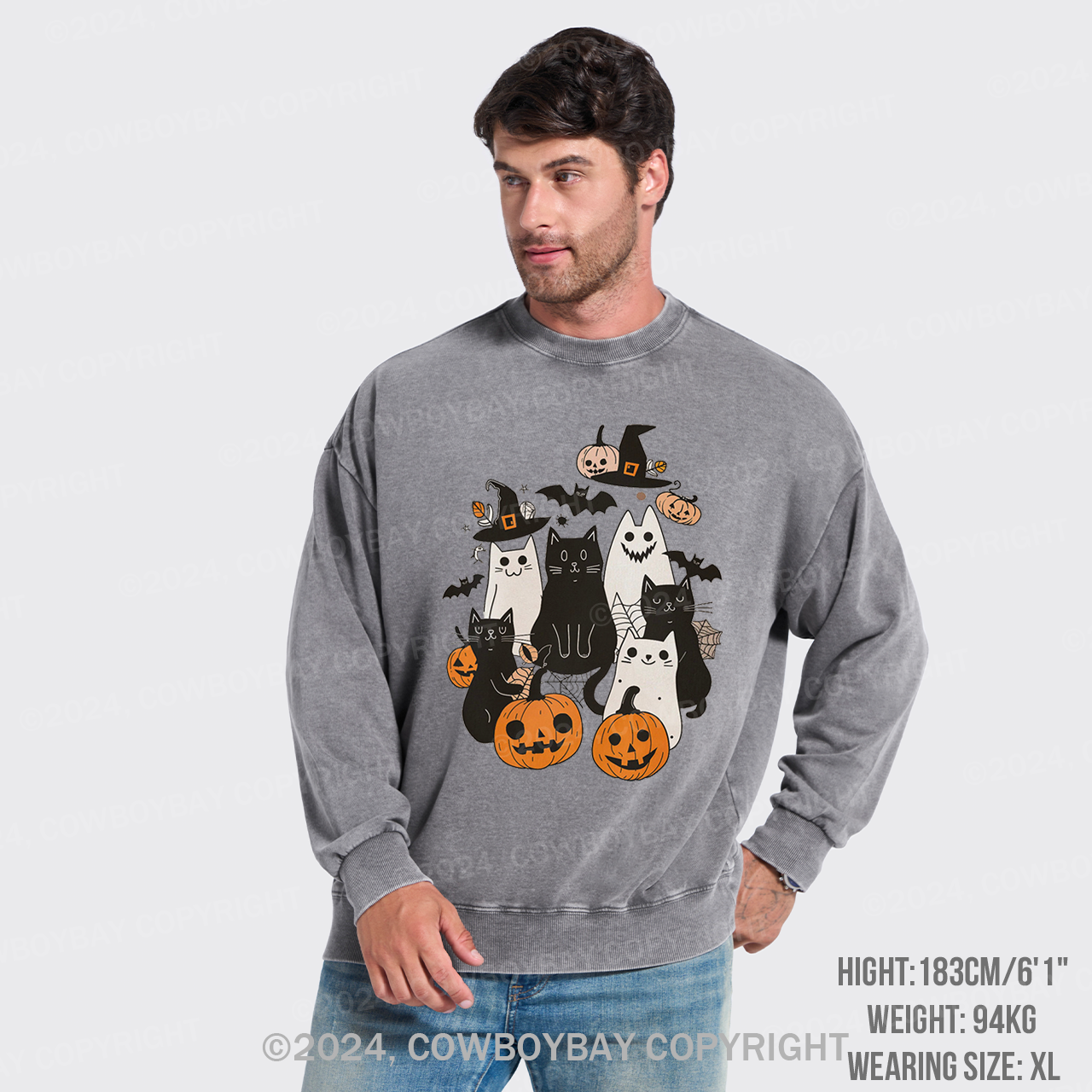 Halloween Cute Ghost Boo Washed Sweatshirts