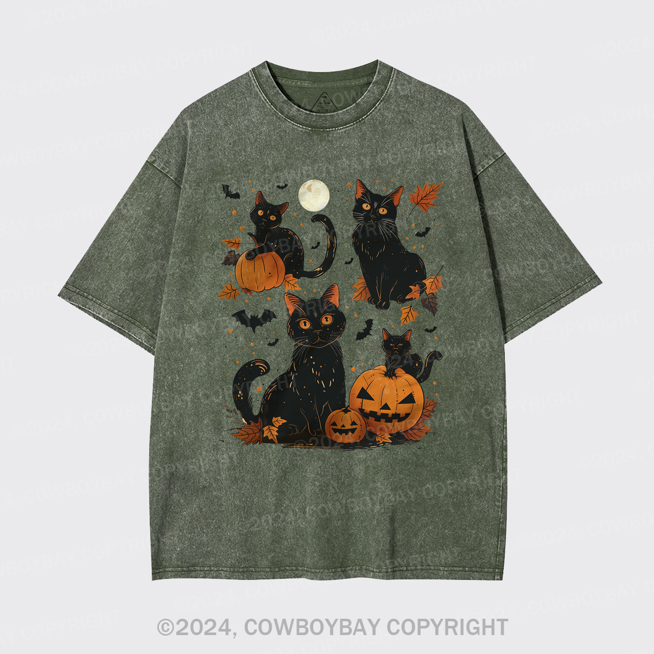 Black Cat Pumpkin Garment-dye Tees