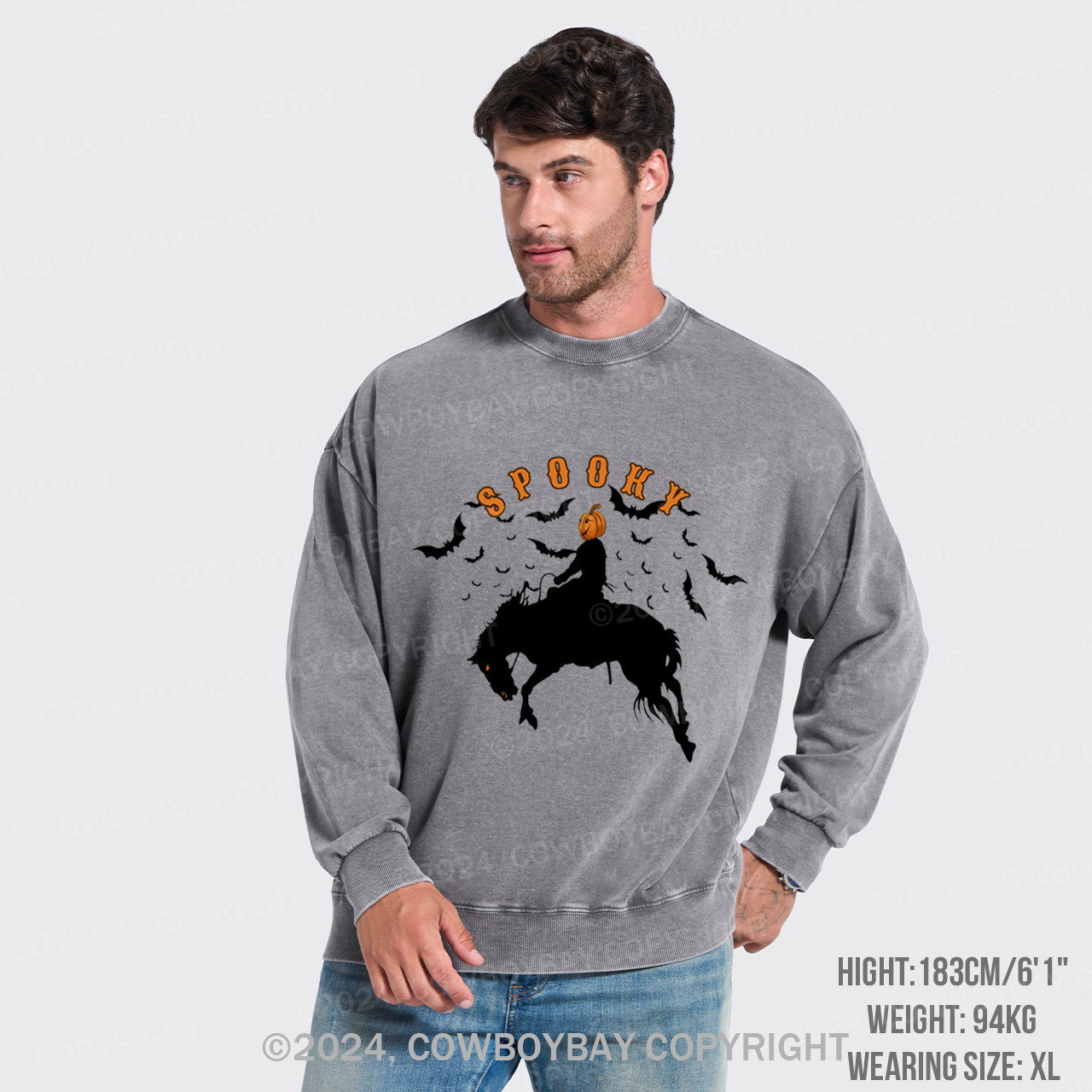 Spooky Bronc Washed Sweatshirts