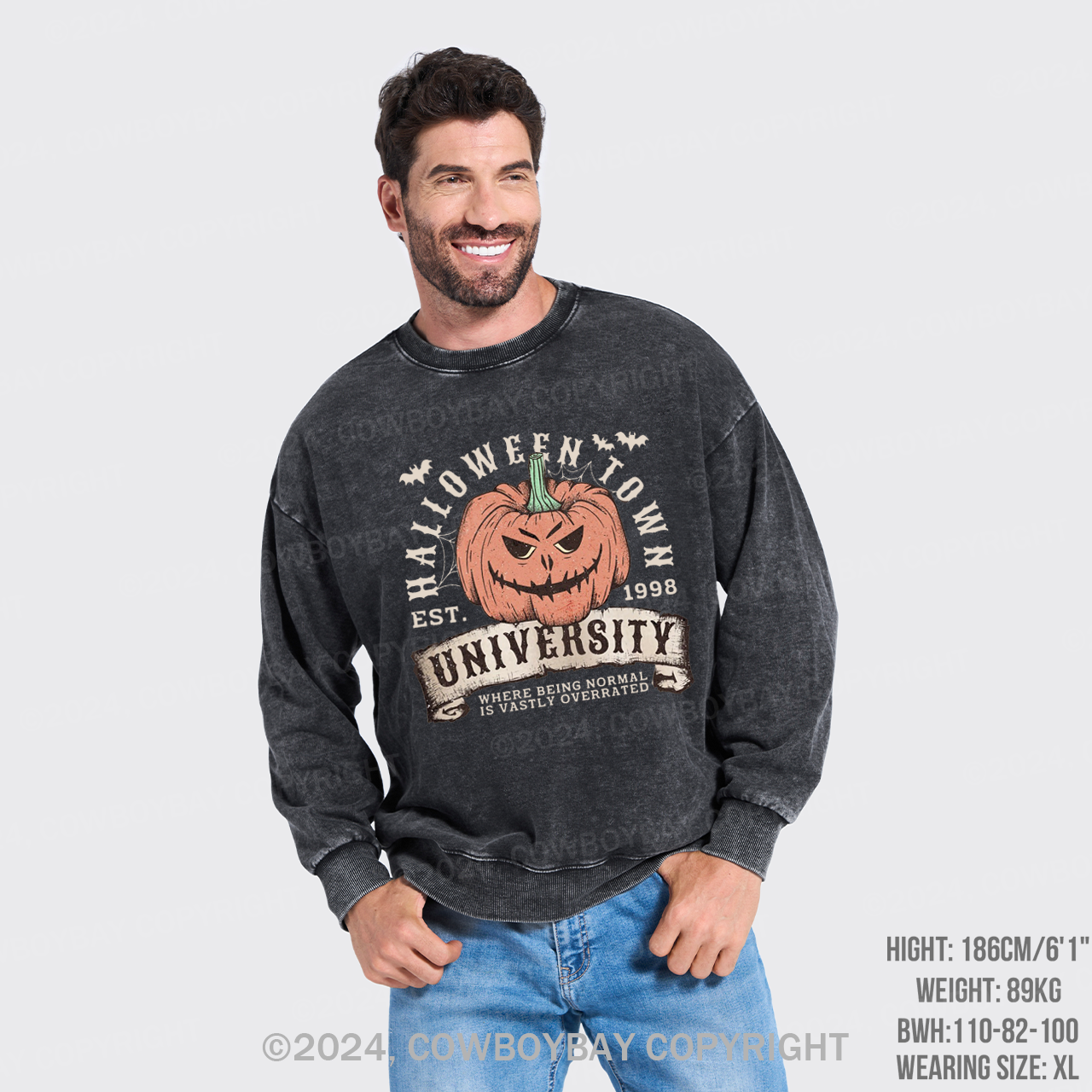 Halloween Town Fall Pumpkin Washed Sweatshirts