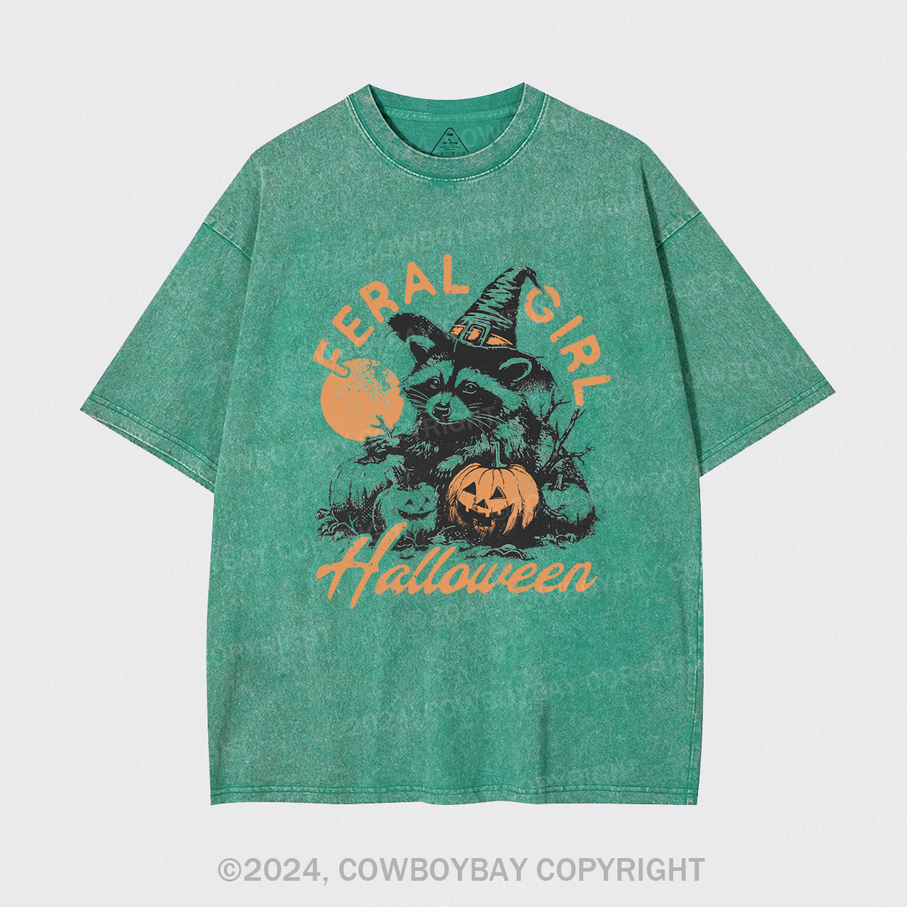 Halloween Feral girl Raccoon Garment-dye Tees
