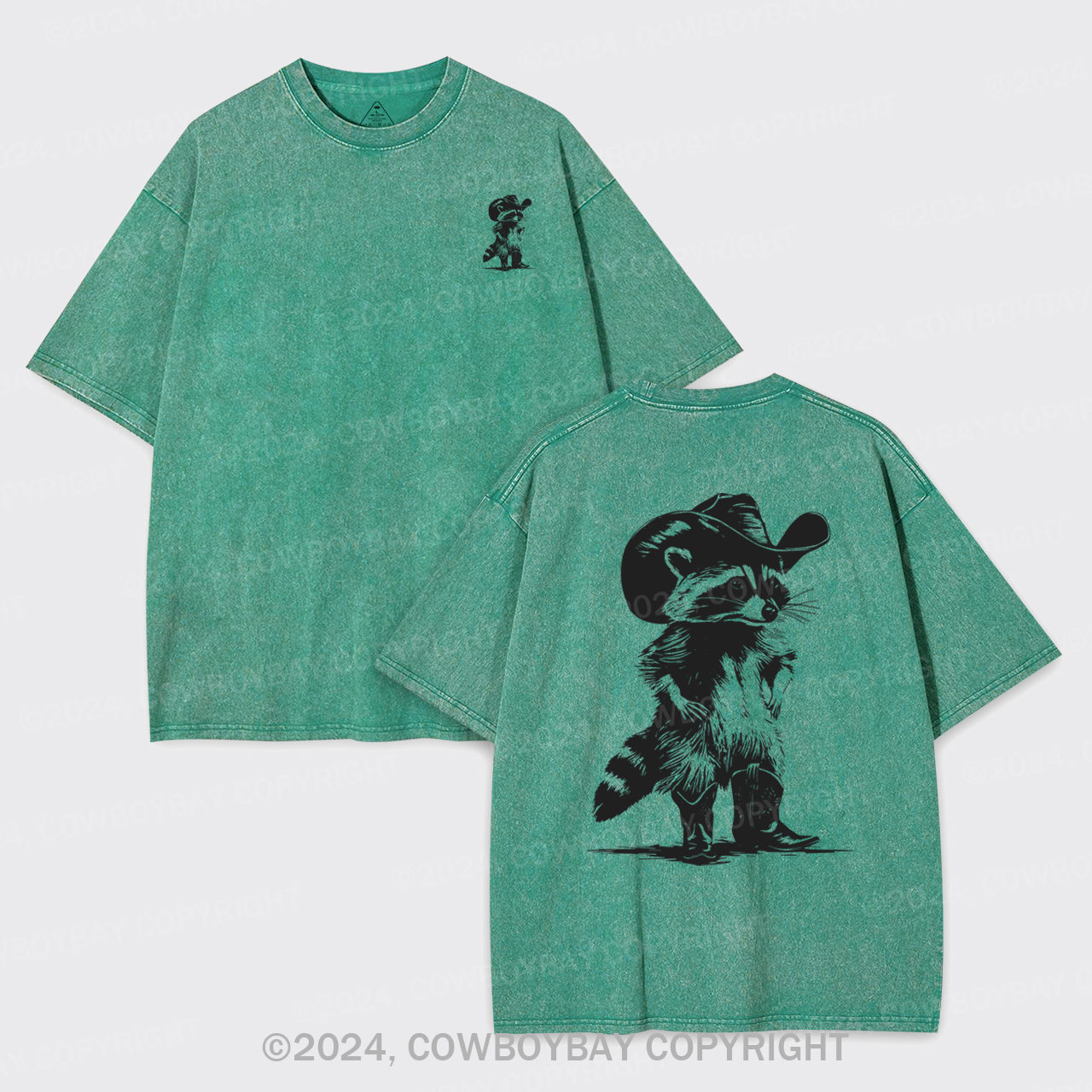 Western Vintage Cowboy Racoon Garment-dye Tees