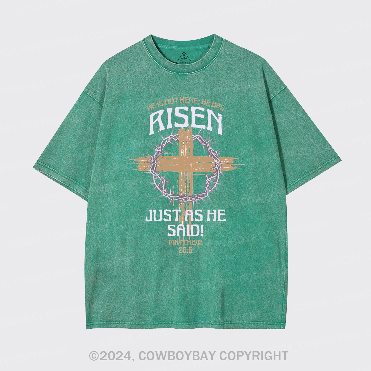 Retro He Is Not Here He Is Risen Garment-dye Tees