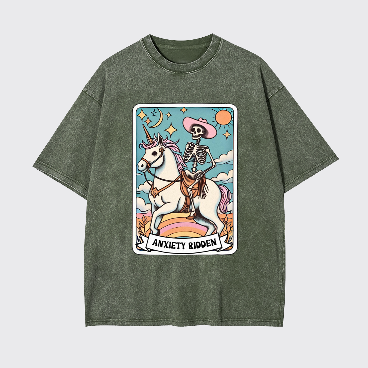 Mental Health-Anxiety Ridden Tarot Card Garment-dye Tees