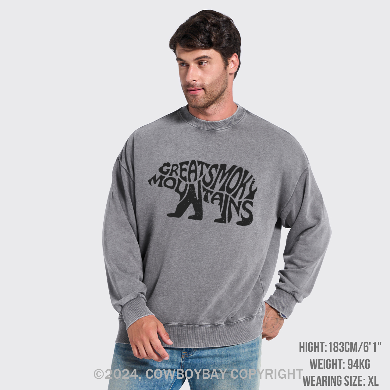 Great Smoky Mountains In A Bear Washed Sweatshirts