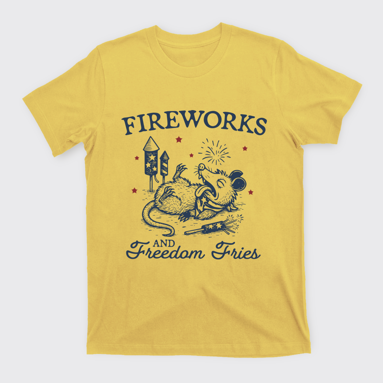 Funny Opossum-Freedom Fireworks T-Shirts