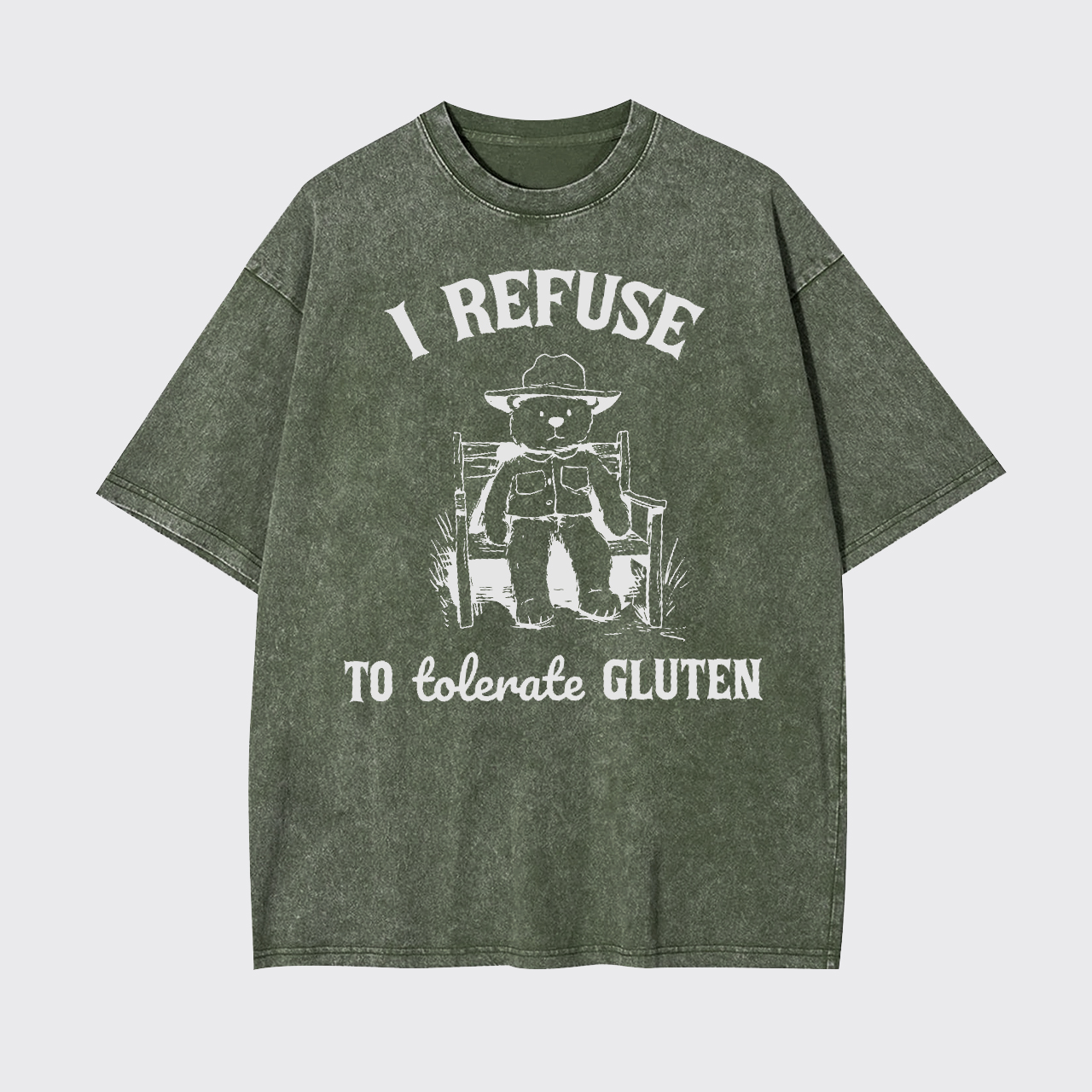 Bear Refuse to Tolerate Gluten Garment-dye Tees