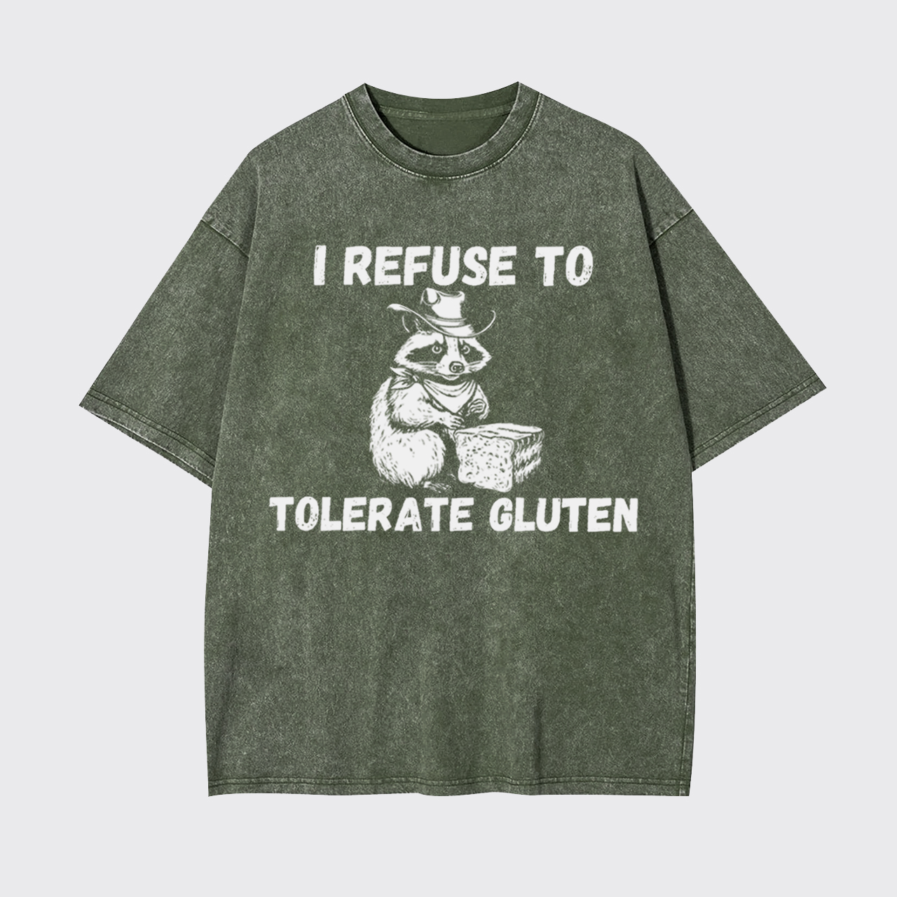 Raccoon Refuse To Tolerate Gluten Garment-dye Tees