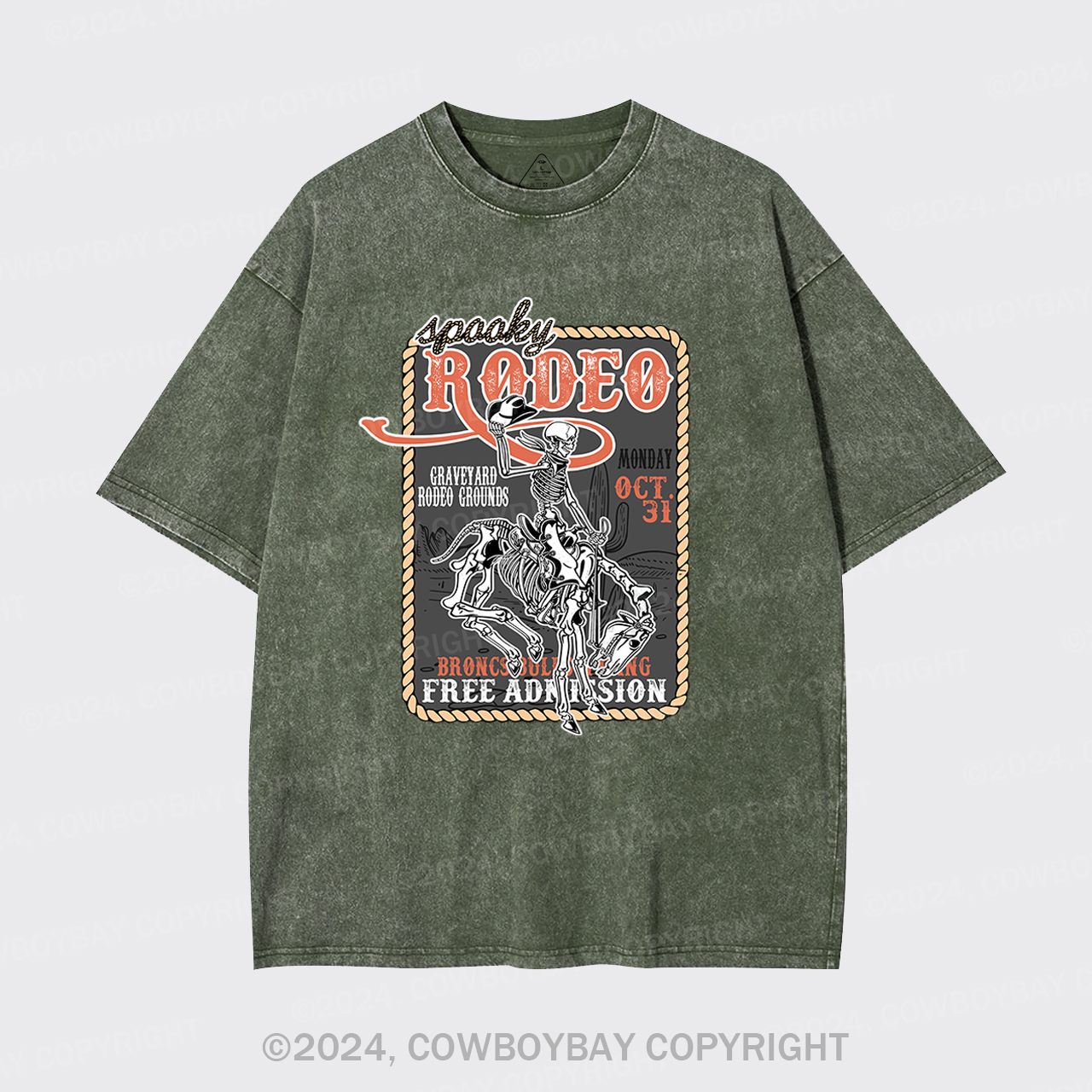 Funny Skeletons In Weird Rodeo Garment-dye Tees