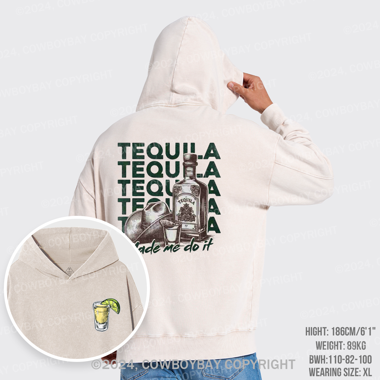 Cute Tequila Shot Lover Garment-Dye Hoodies