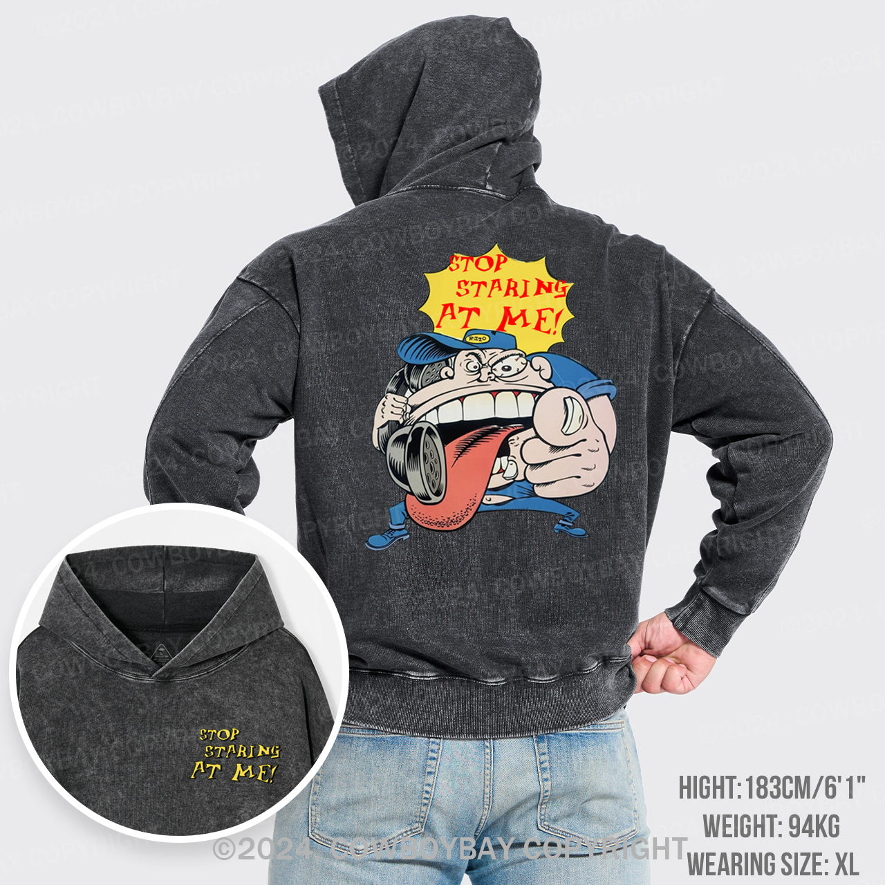 Stop Staring At Me Garment-Dye Hoodies