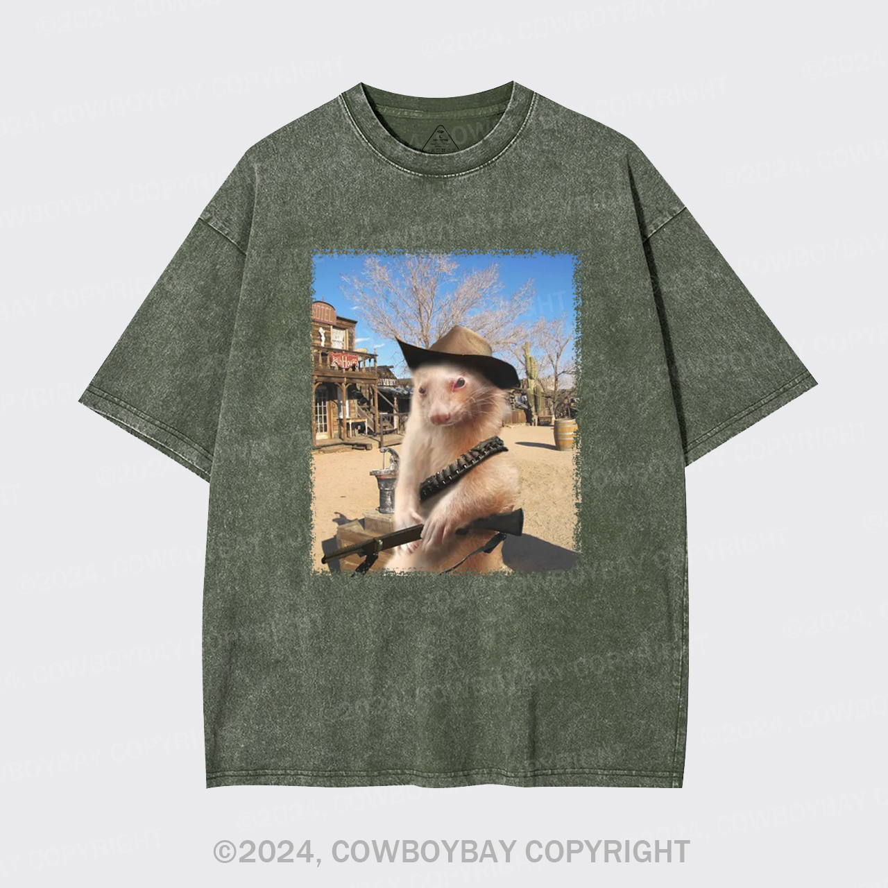Funny Ferret Cowboy Garment-dye Tees