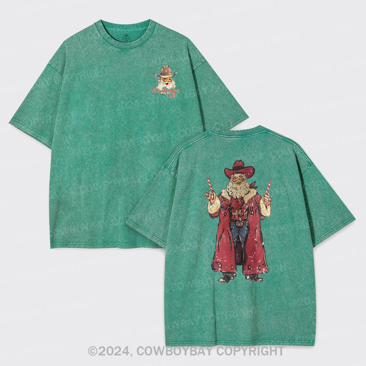 Christmas Cowboy Santa Garment-dye Tees
