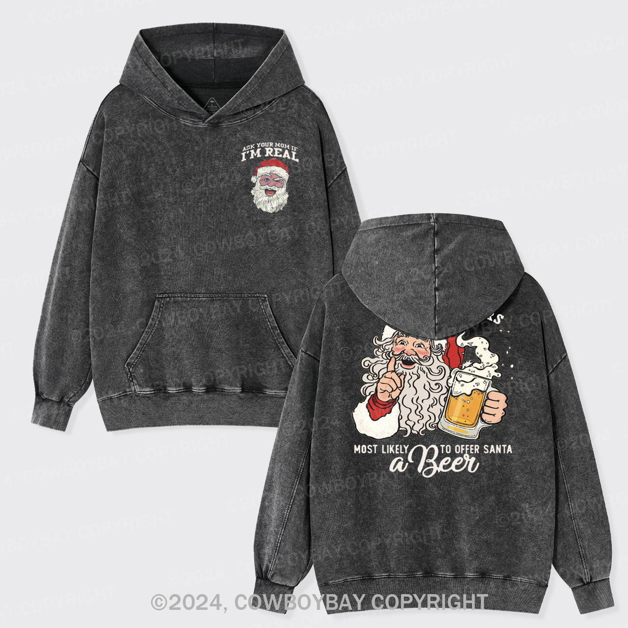 Most Likely To Offer Santa A Beer Garment-Dye Hoodies