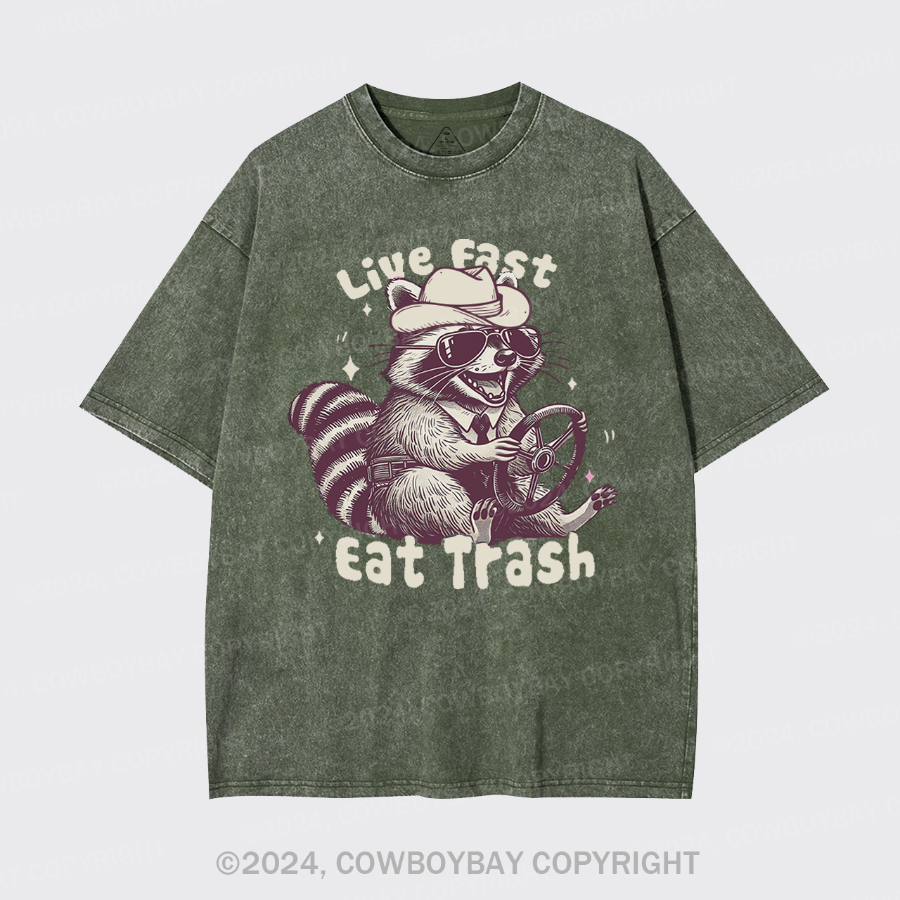 Live Fast Eat Trash Raccoon Garment-dye Tees