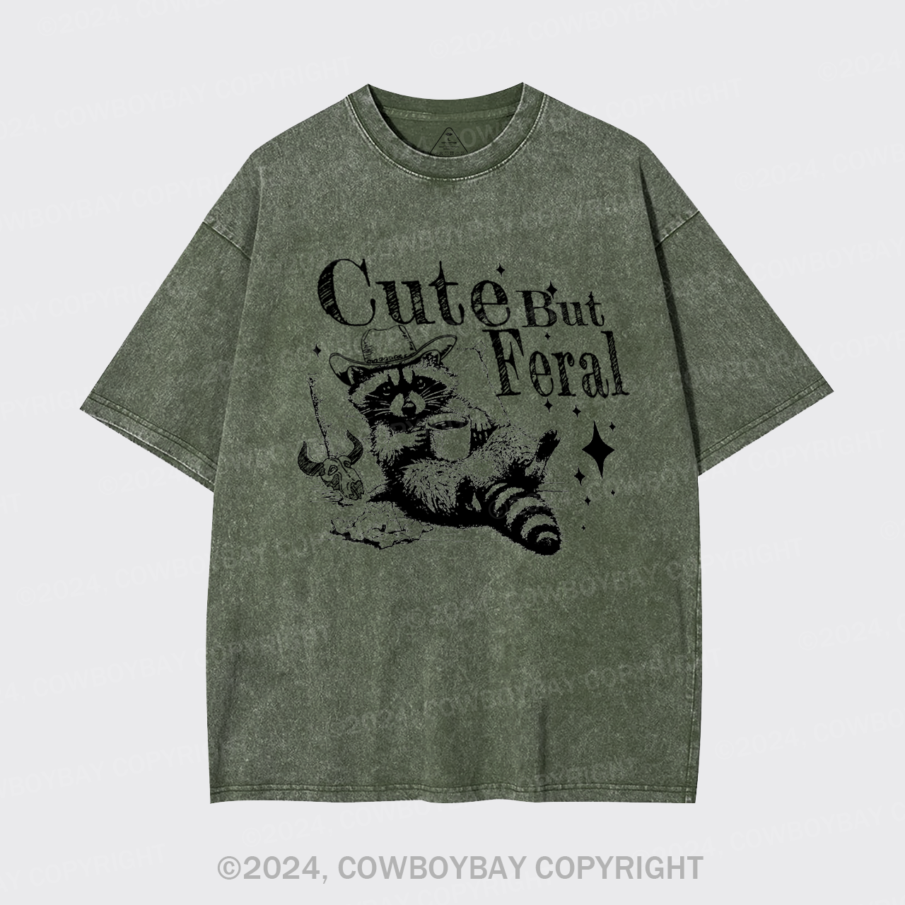 Cute but Feral Raccoon Garment-dye Tees