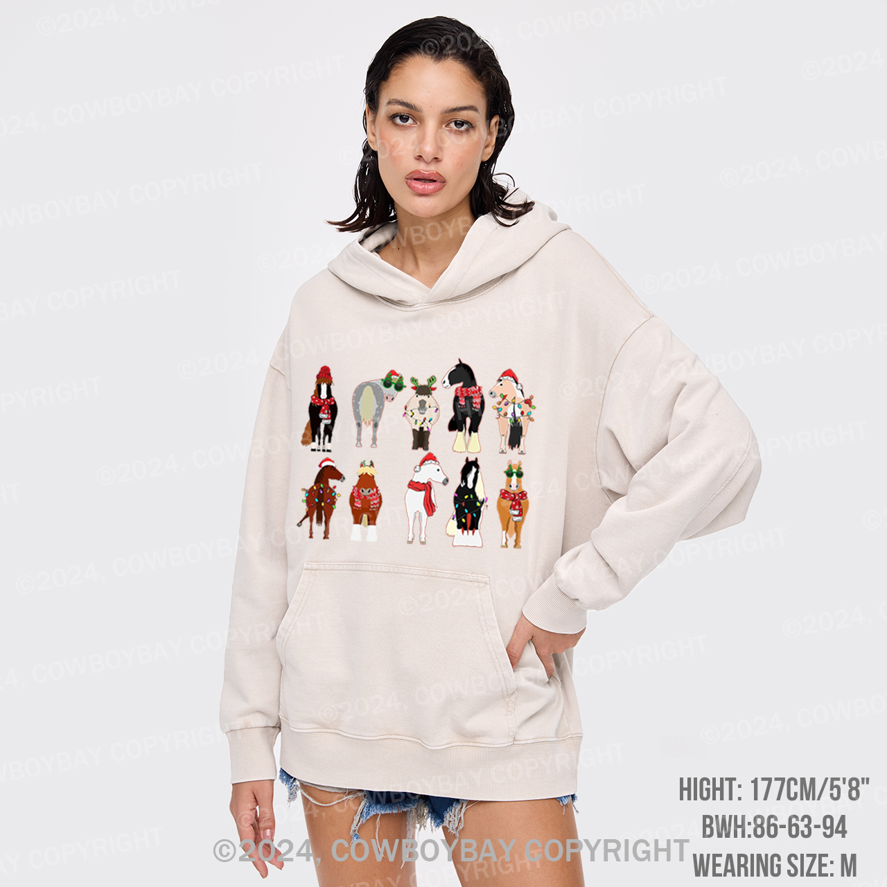 Christmas Farm Animals Garment-Dye Hoodies