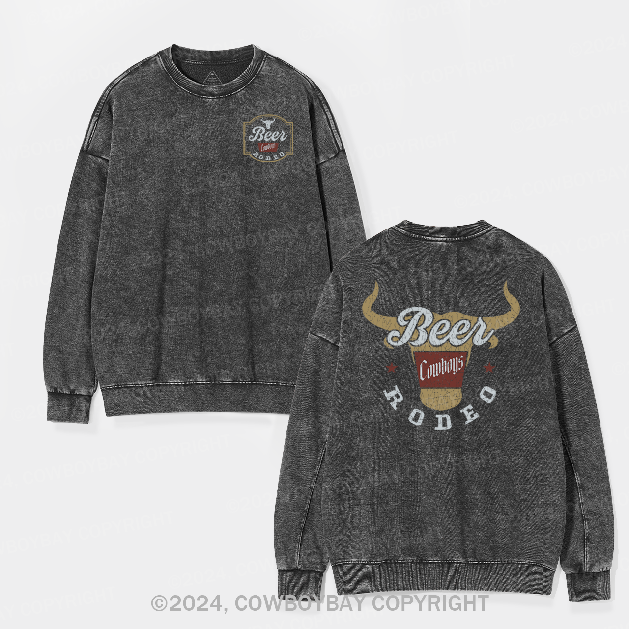 New Beer Rodeo Cowboys Washed Sweatshirts