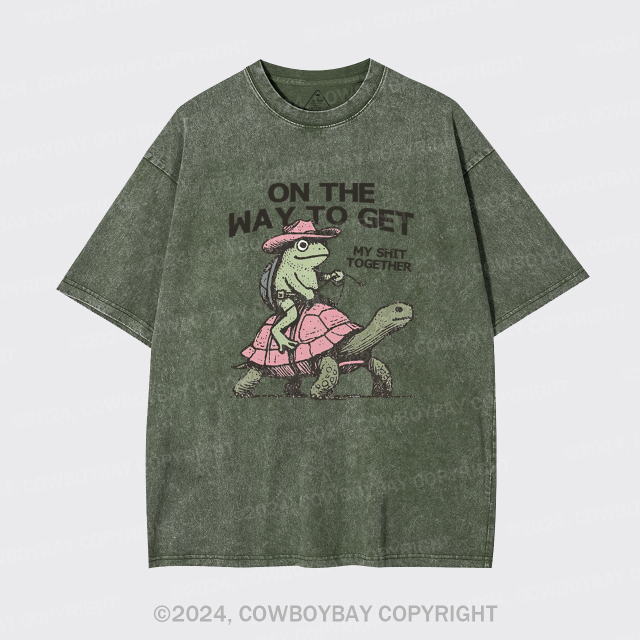 Cowboy Frog On Turtle Garment-dye Tees