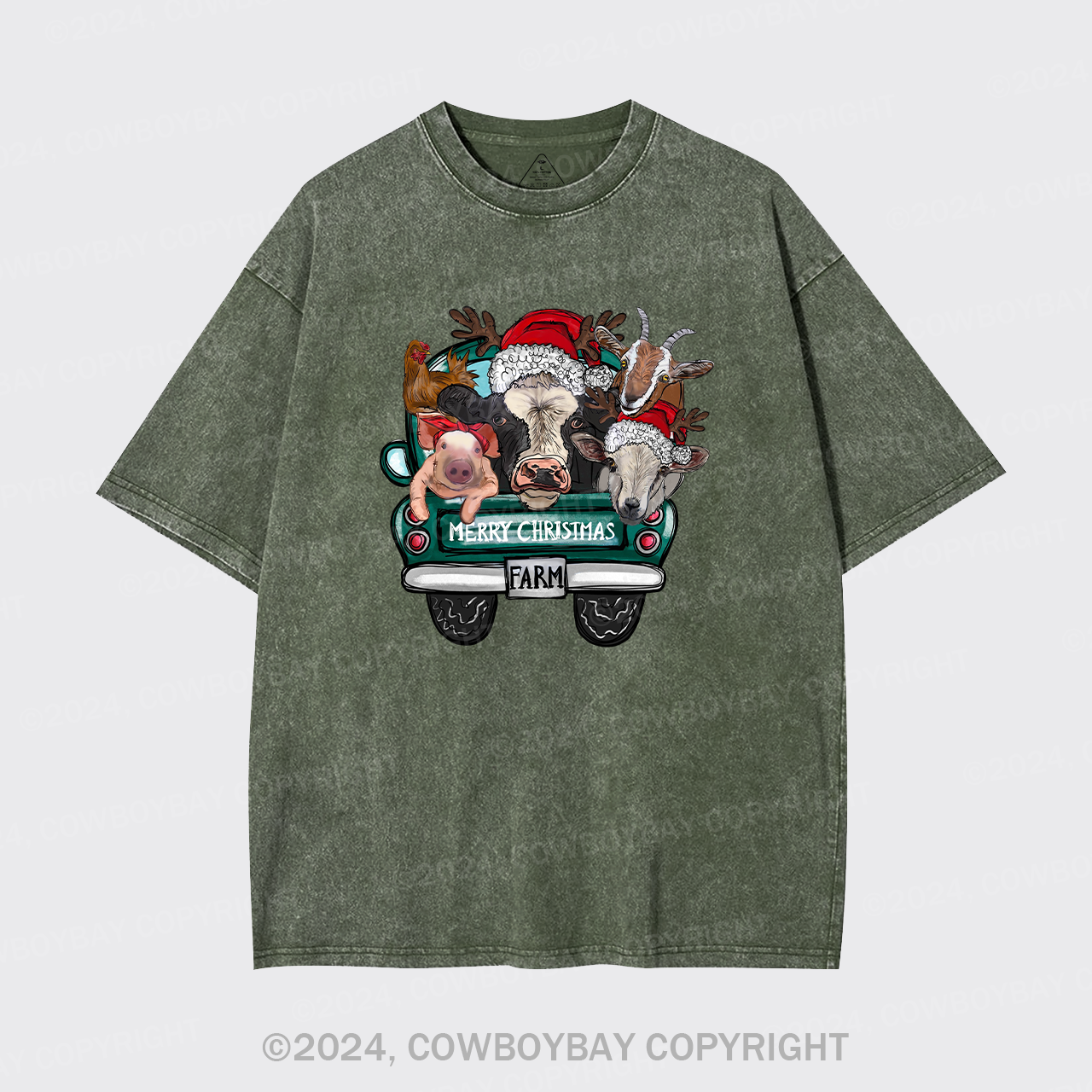 Attend A Christmas Party With Three Farm Pets Garment-dye Tees