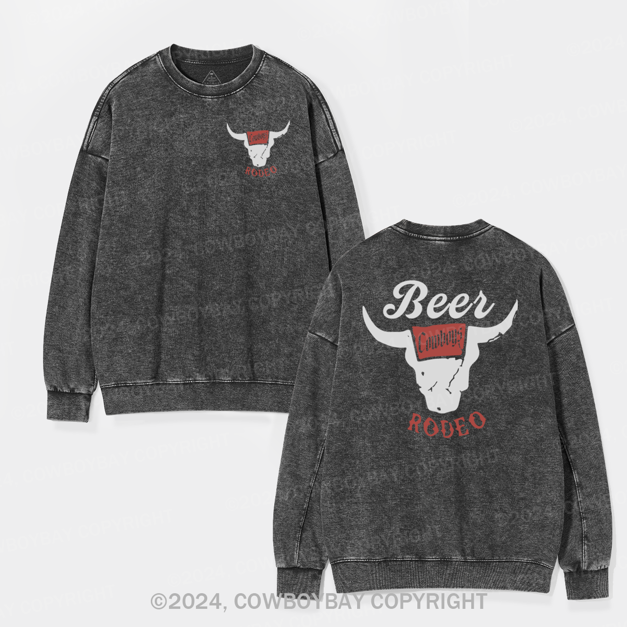 Retro Beer Rodeo Inspired Washed Sweatshirts