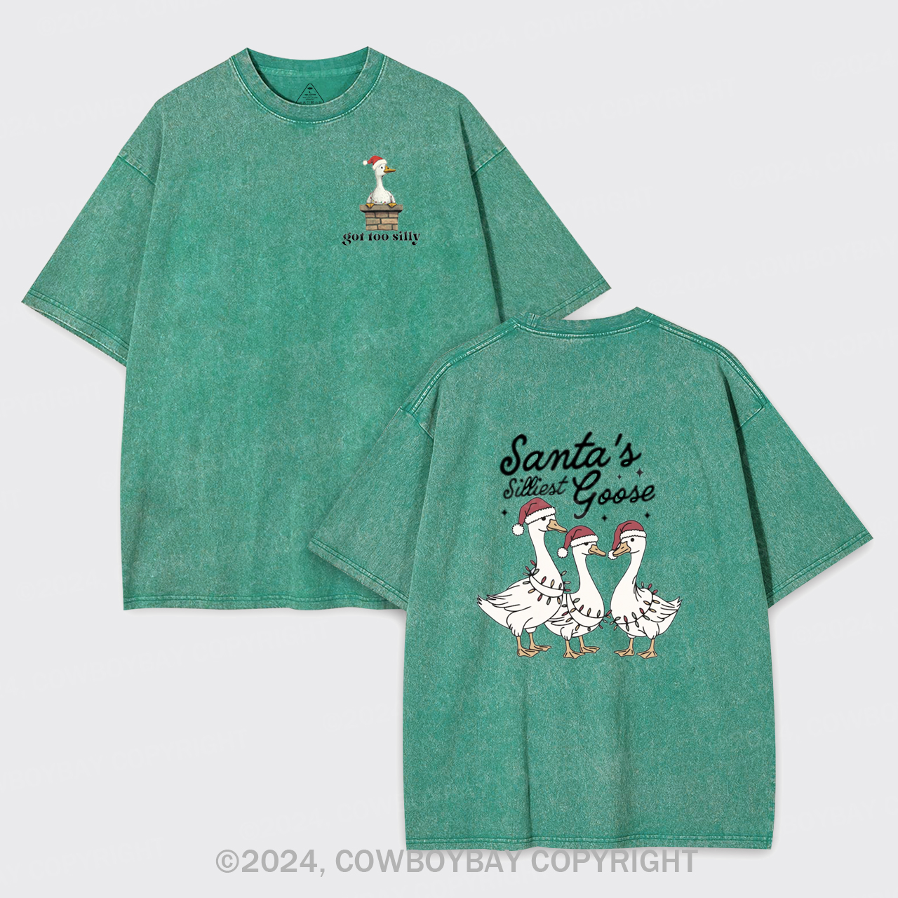 Santa's Silliest Goose Garment-dye Tees