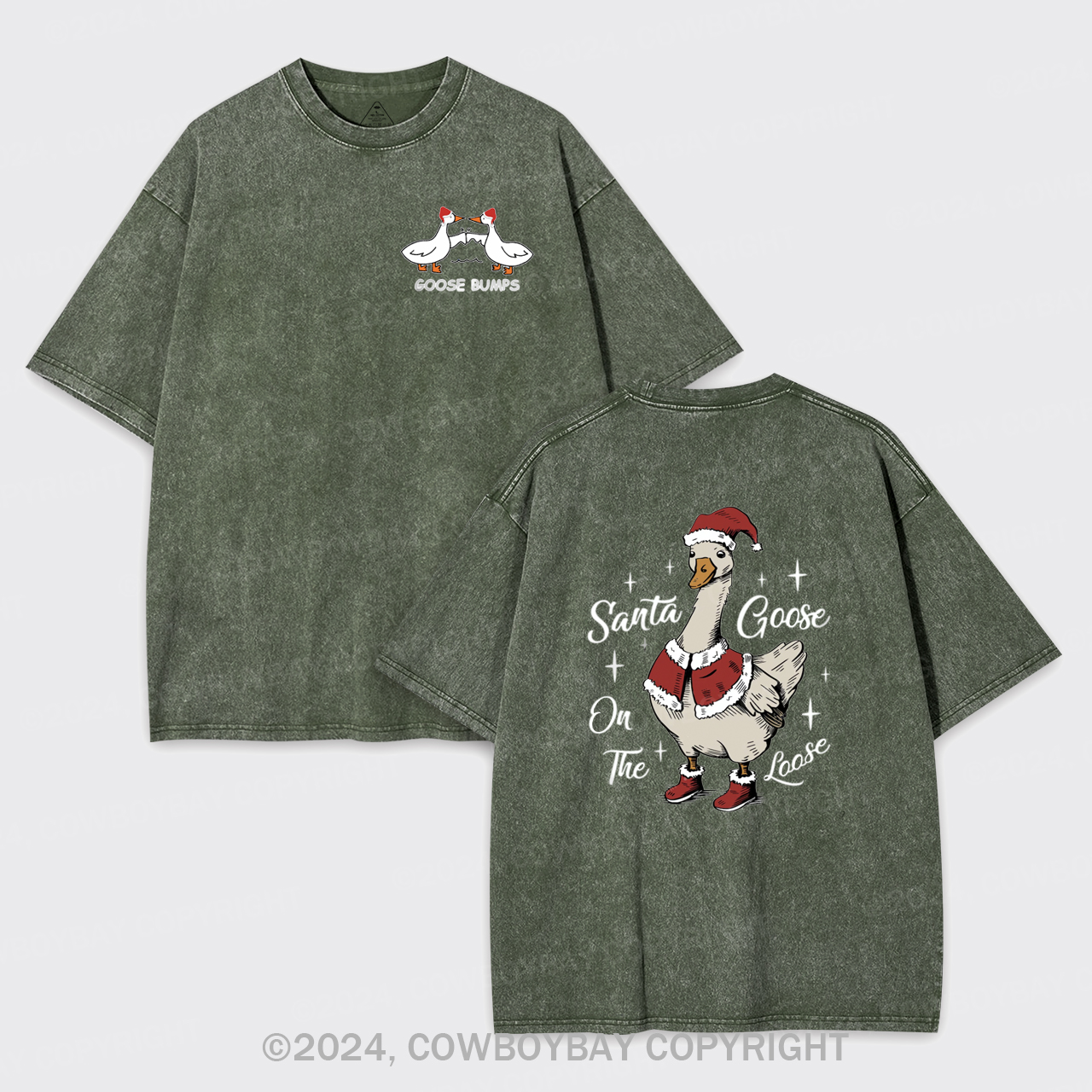 Santa Goose On The Loose Garment-dye Tees