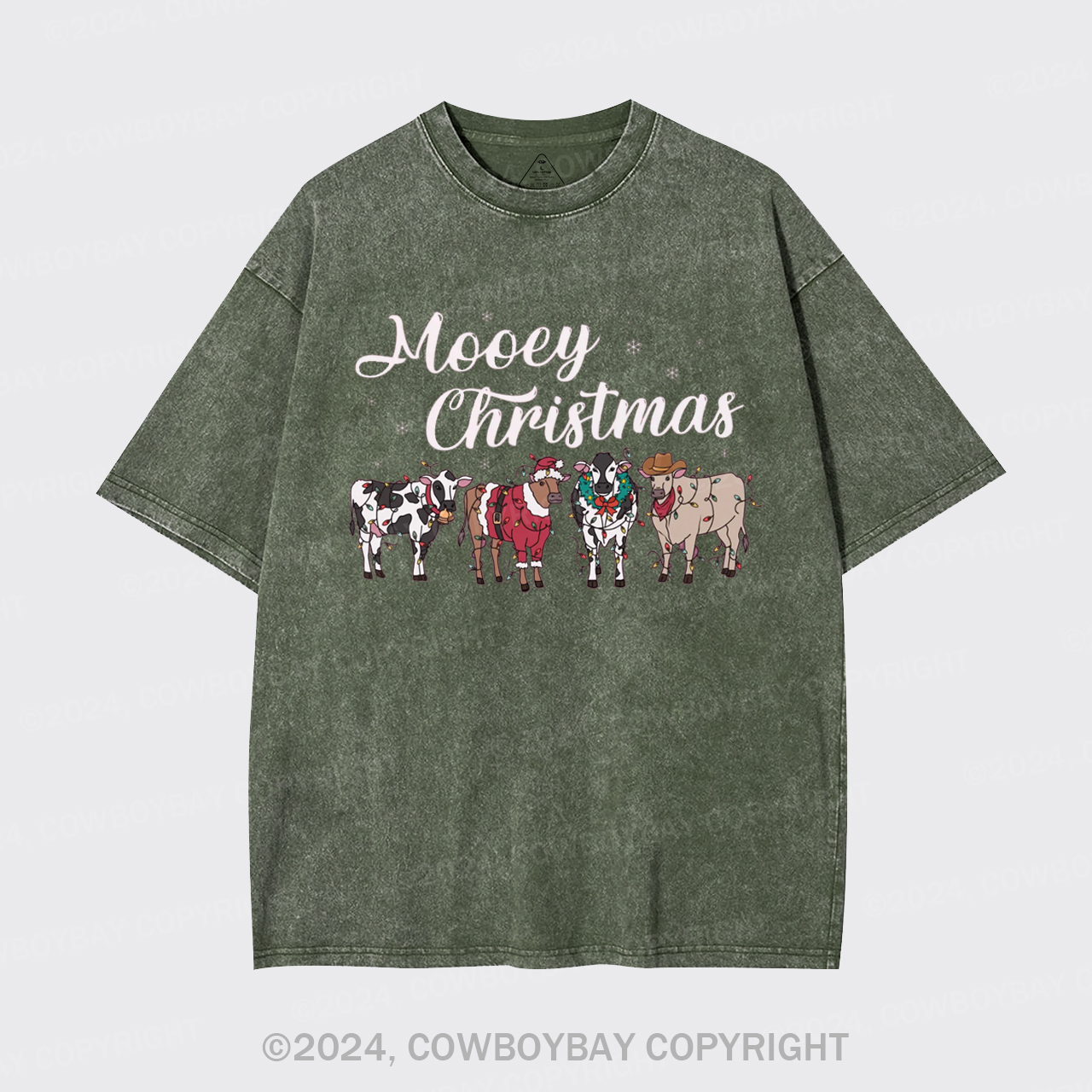 Farm Christmas Cow Garment-dye Tees