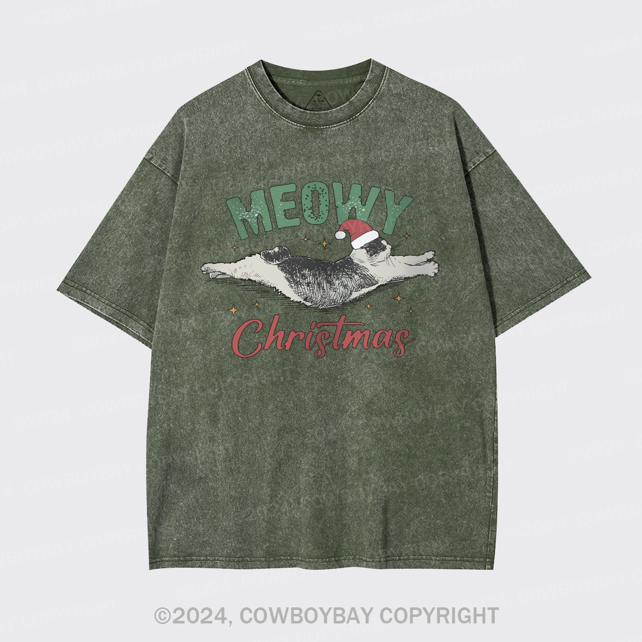 Funny Meowy Christmas Garment-dye Tees