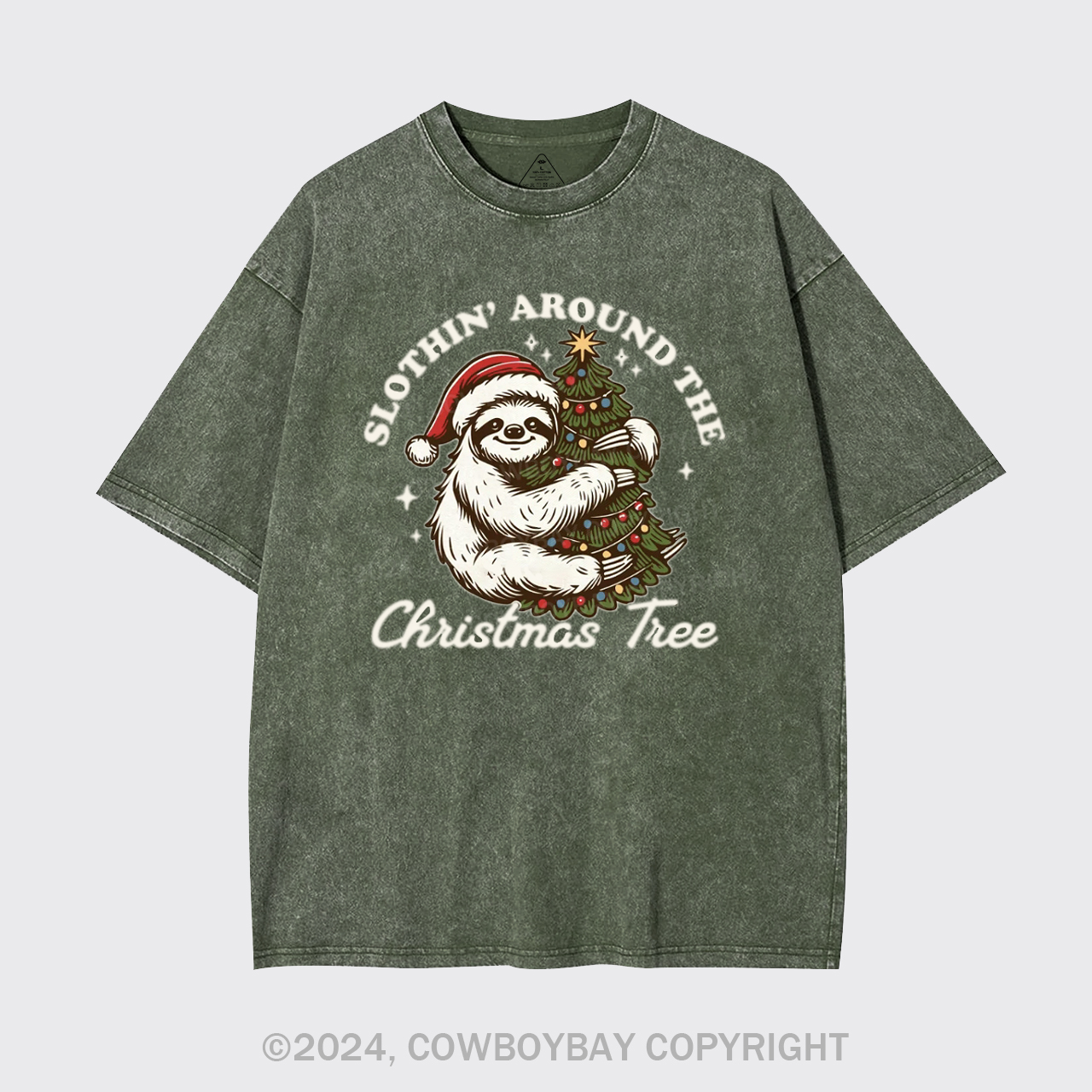 Slothin Around The Christmas Tree Garment-dye Tees