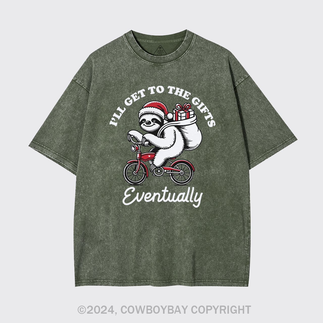 Merry Christmas Sloth Garment-dye Tees