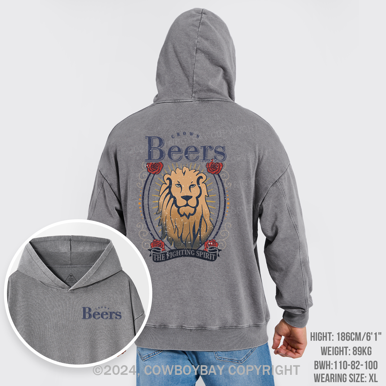 The Fighting Spirit Lion Garment-Dye Hoodies