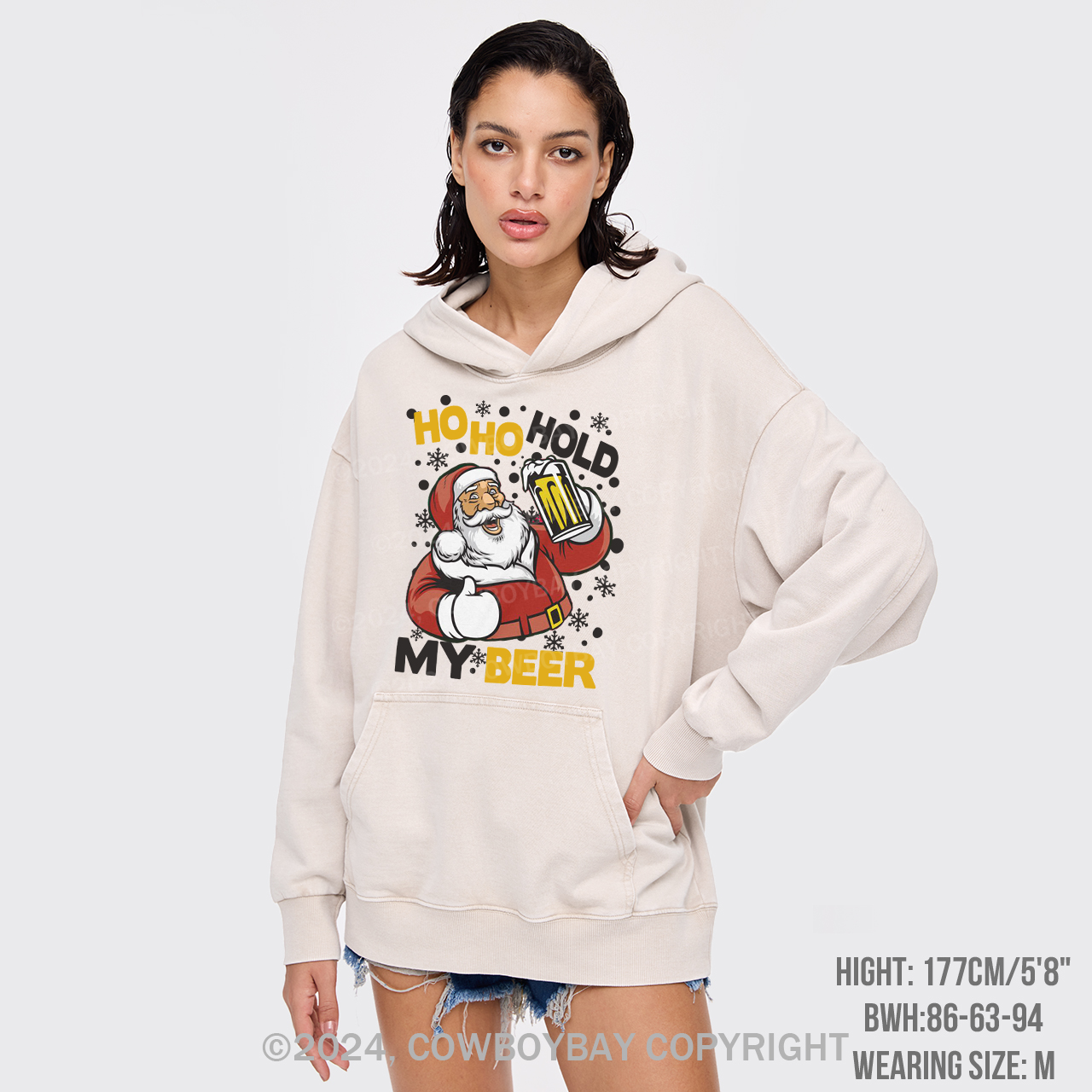 Ho Ho Hold My Beer Garment-Dye Hoodies