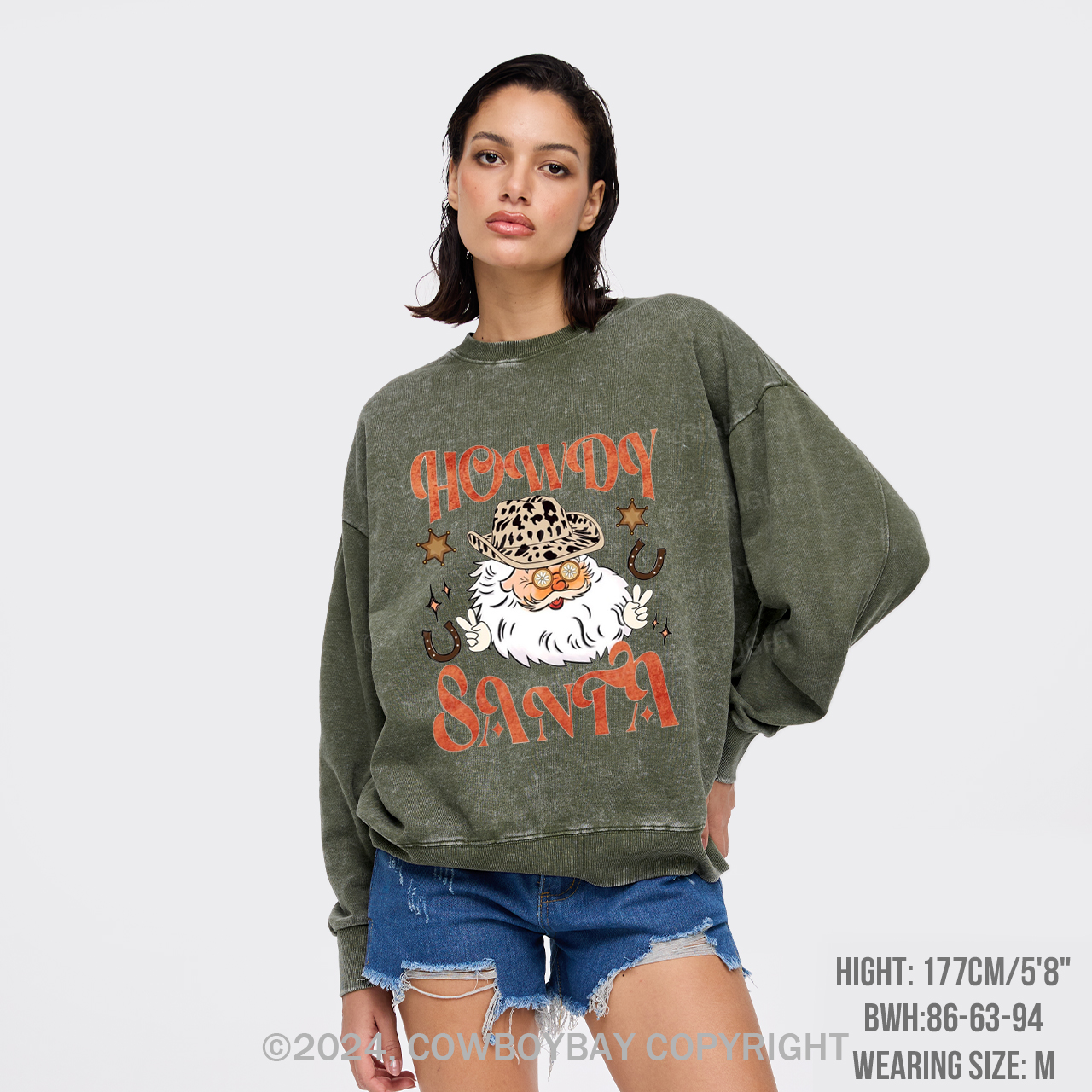 Howdy Santa Washed Sweatshirts