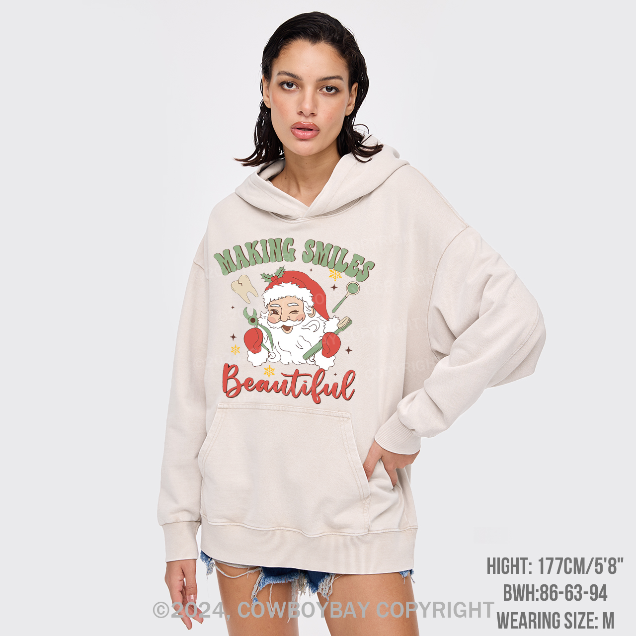 Making Smiles Santa Teeth Beautiful Garment-Dye Hoodies