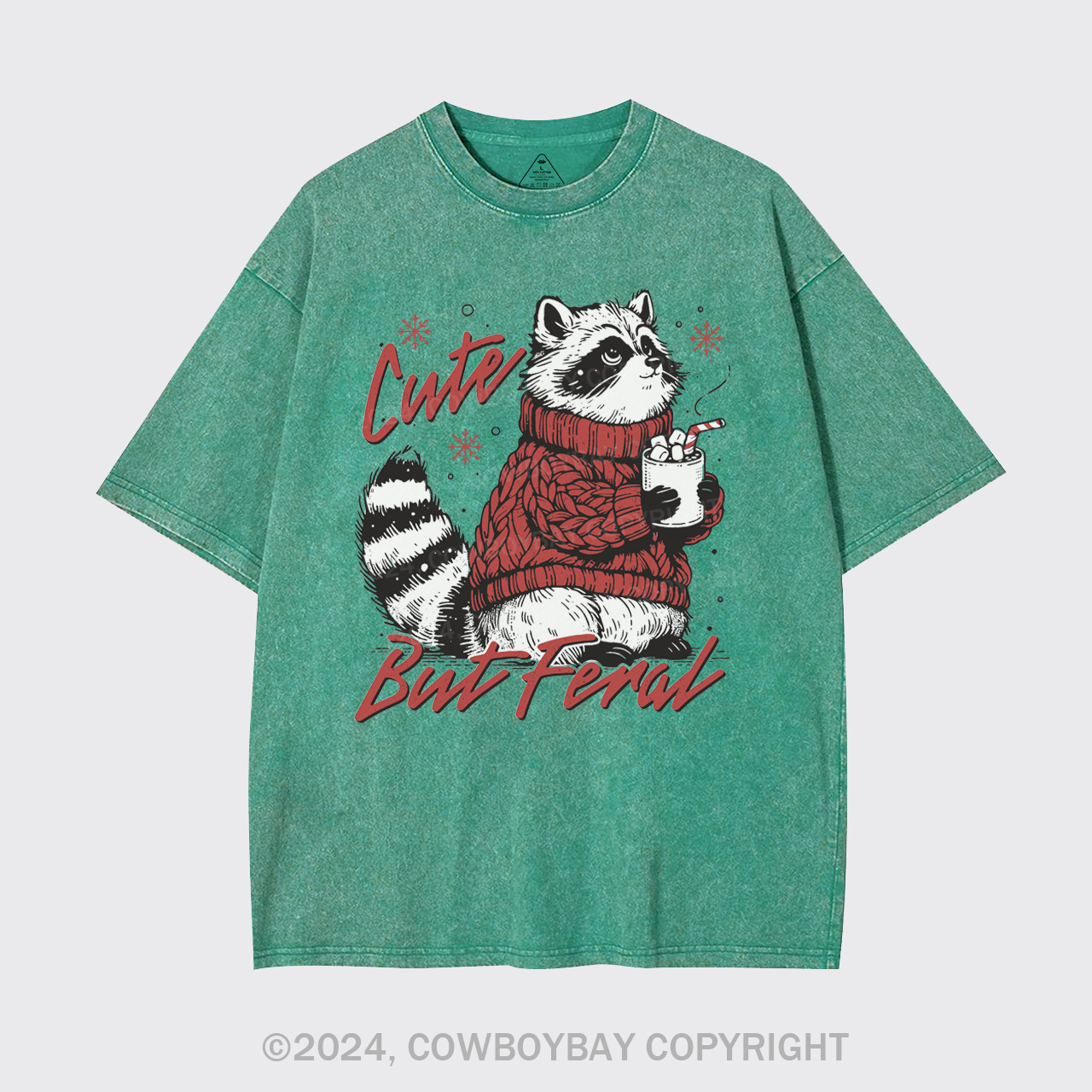 Funny Christmas Raccoon Garment-dye Tees