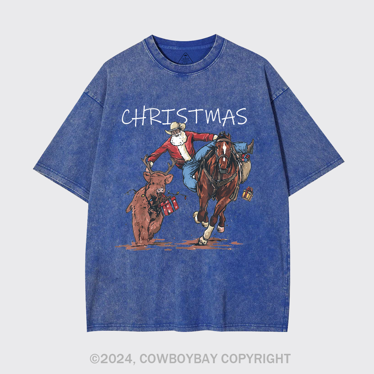 Cowboy Santa Claus Bullfight Garment-dye Tees